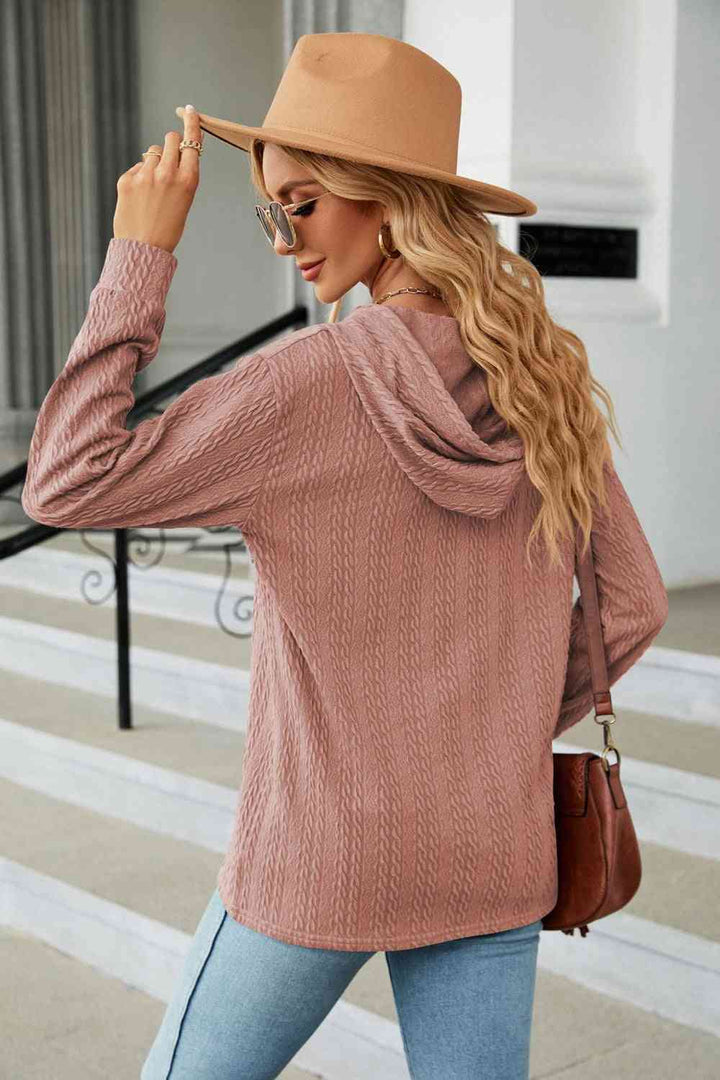 Trendsi hoodie Gypsy Lande Cable-Knit Long Sleeve Hoodie