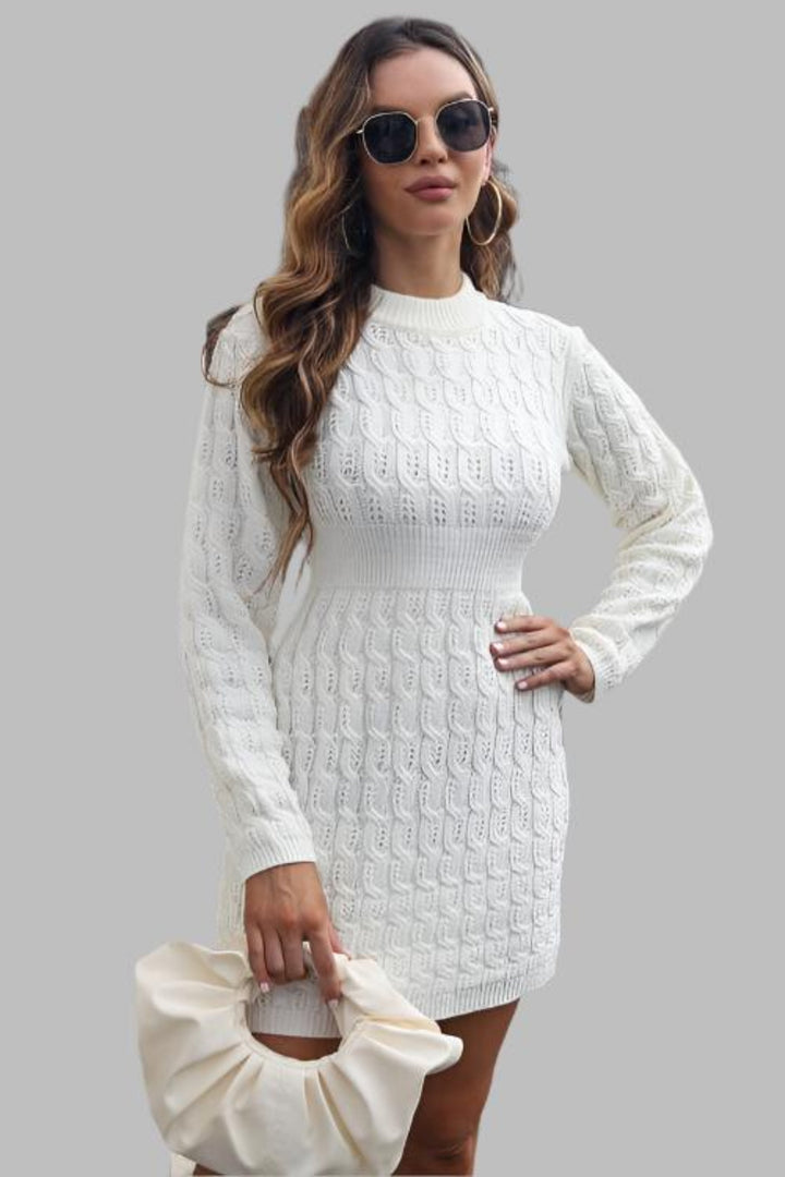 The802Gypsy Sweater dress White / S Gypsy Vaan Cable-Knit Sweater Dress