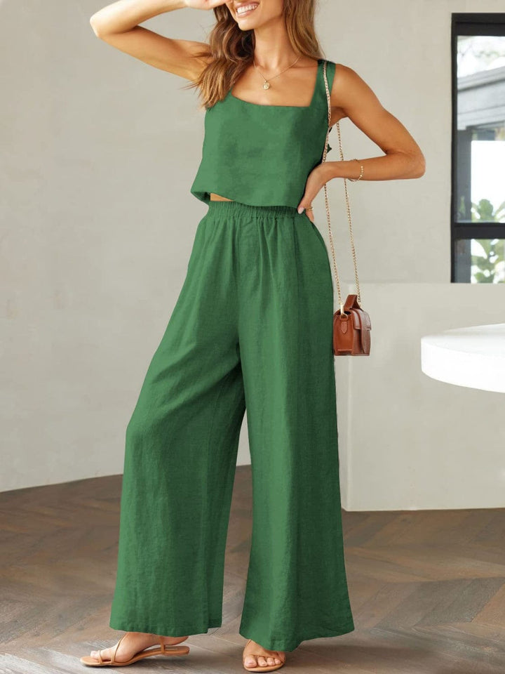 Dark Green Two Piece Sets/Pant Sets with S