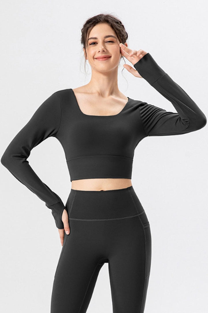 The802Gypsy Activewear/tops GYPSY-Square Neck Crisscross Active Shirt