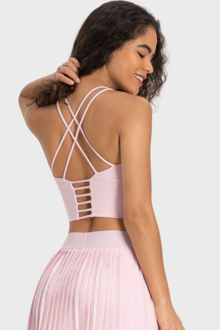 The802Gypsy Activewear/tops GYPSY-Crisscross Back Ladder Detail Sports Top