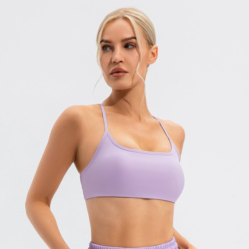 Crisscross Spaghetti Strap Active Bra - Trendy Activewear/sports bra in Lilac Purple for Women | The802Gypsy