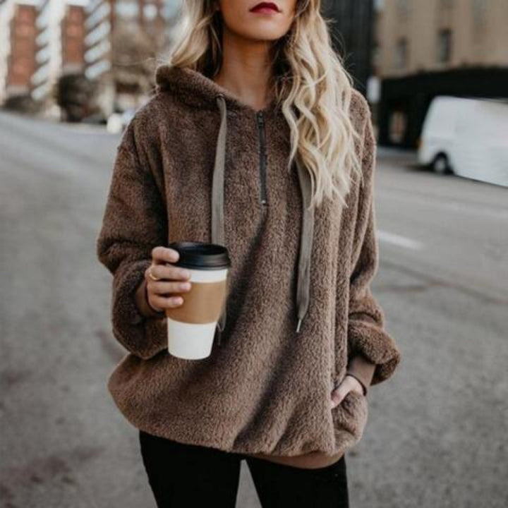 Trendsi hoodie Chestnut / S Gypsy Fire Drawstring Teddy Hoodie