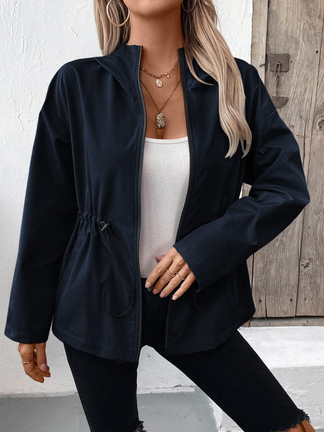 Navy Outerwear/Coats with S