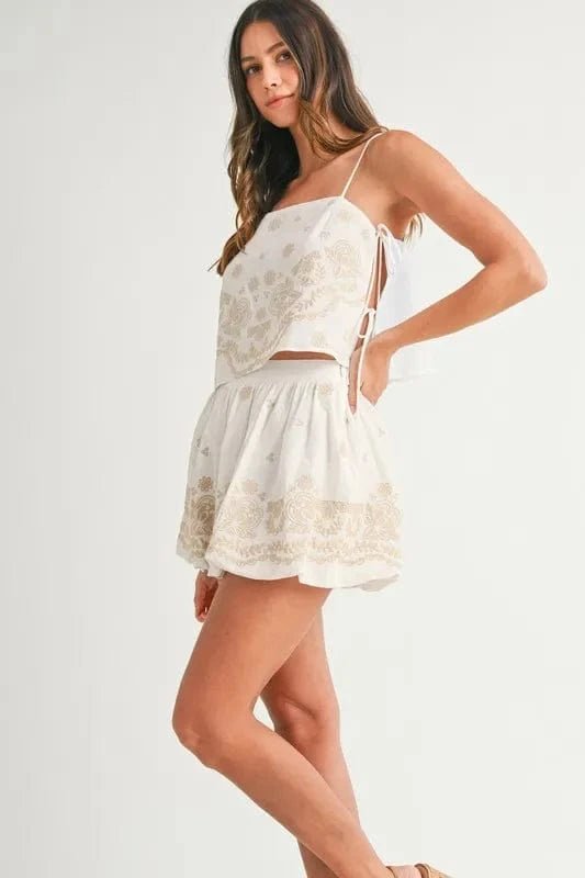 Off White Two Piece Sets/Short Sets with S
