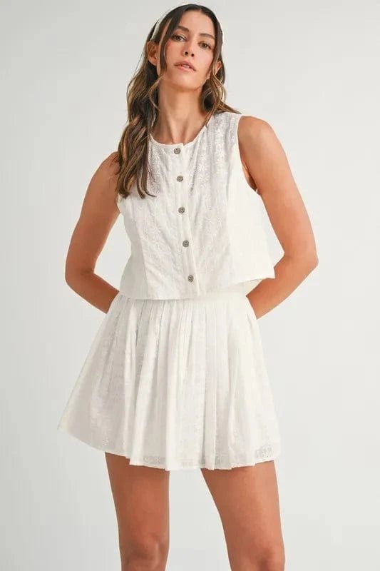 Off White Two Piece Sets/Skirts Sets with L