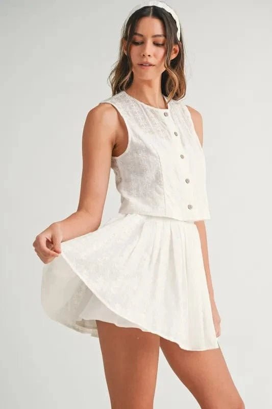 Off White Two Piece Sets/Skirts Sets with L