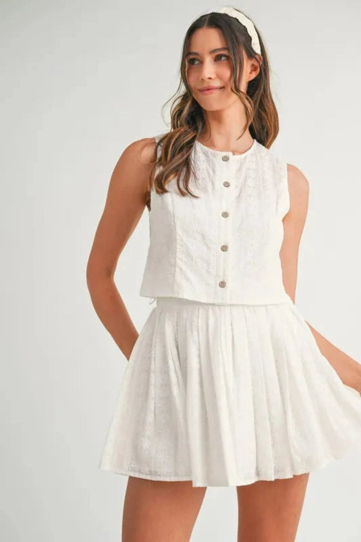Off White Two Piece Sets/Skirts Sets with L