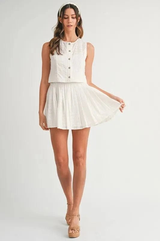 Off White Two Piece Sets/Skirts Sets with L