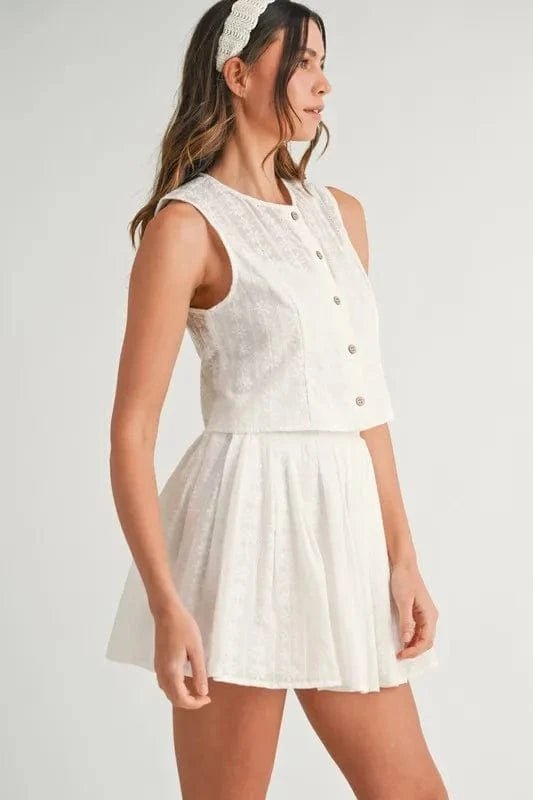 Off White Two Piece Sets/Skirts Sets with L