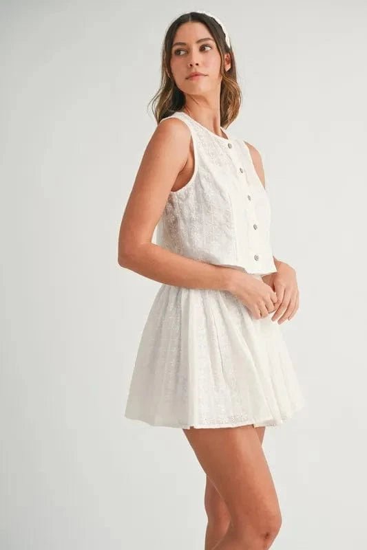 Off White Two Piece Sets/Skirts Sets with L