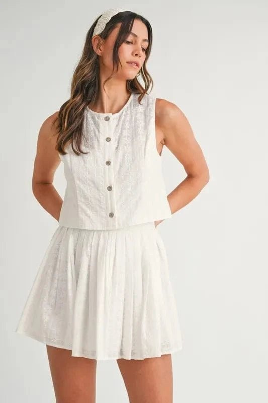 Off White Two Piece Sets/Skirts Sets with L