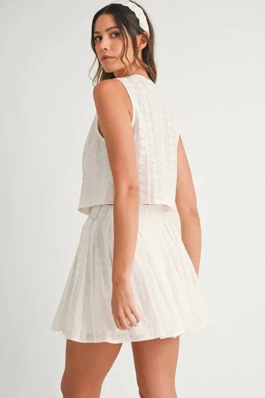 Off White Two Piece Sets/Skirts Sets with L
