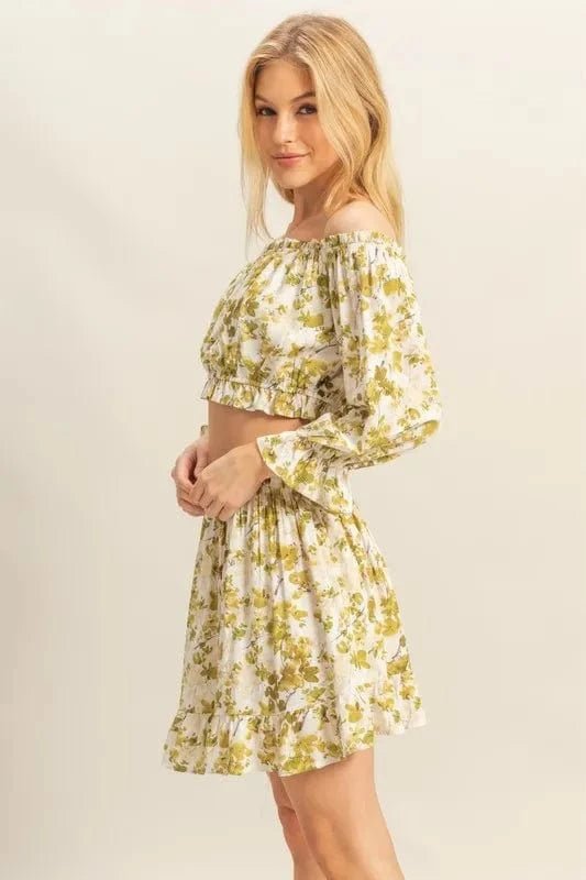 Yellow - Green Two Piece Sets/Skirts Sets with M