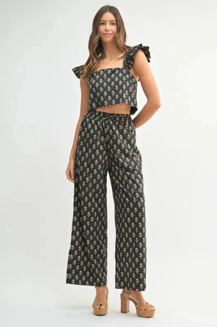 Black Two Piece Sets/Pant Sets with S
