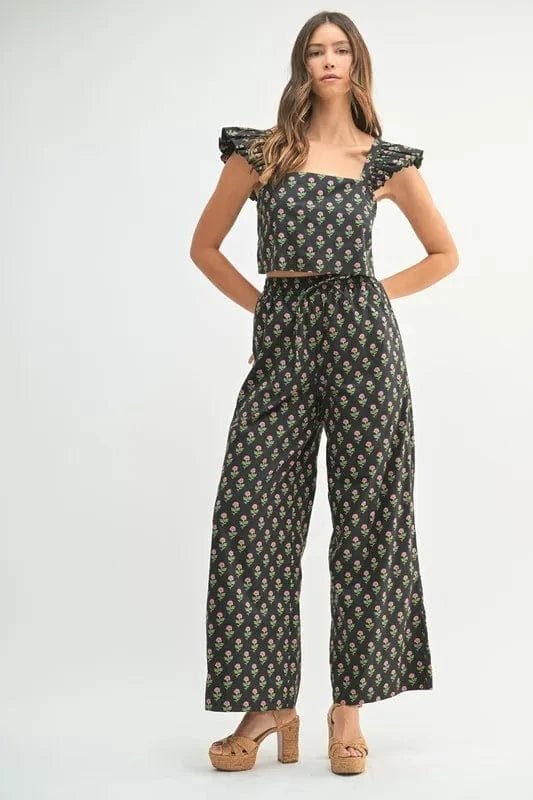 Black Two Piece Sets/Pant Sets with S