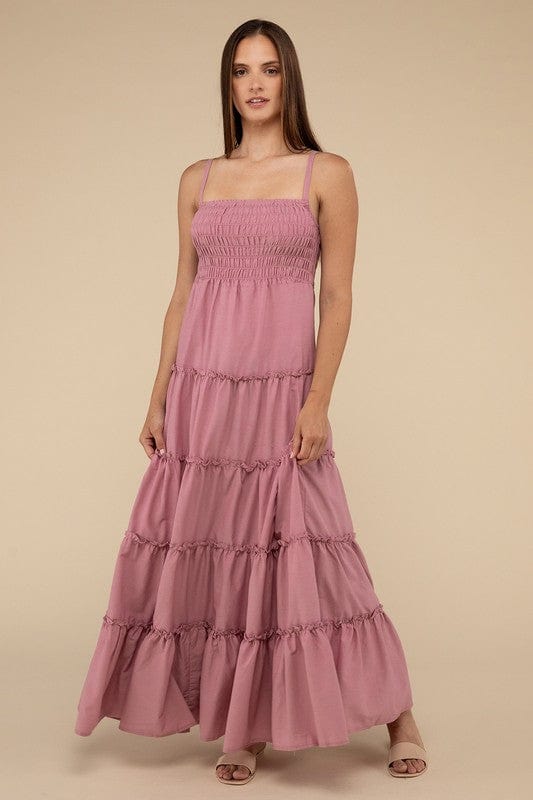 The802Gypsy-GYPSYFOX Dresses/Casual ROSE / S ❤️GYPSY FOX - Tiered Cami Maxi Dress by ZENANA