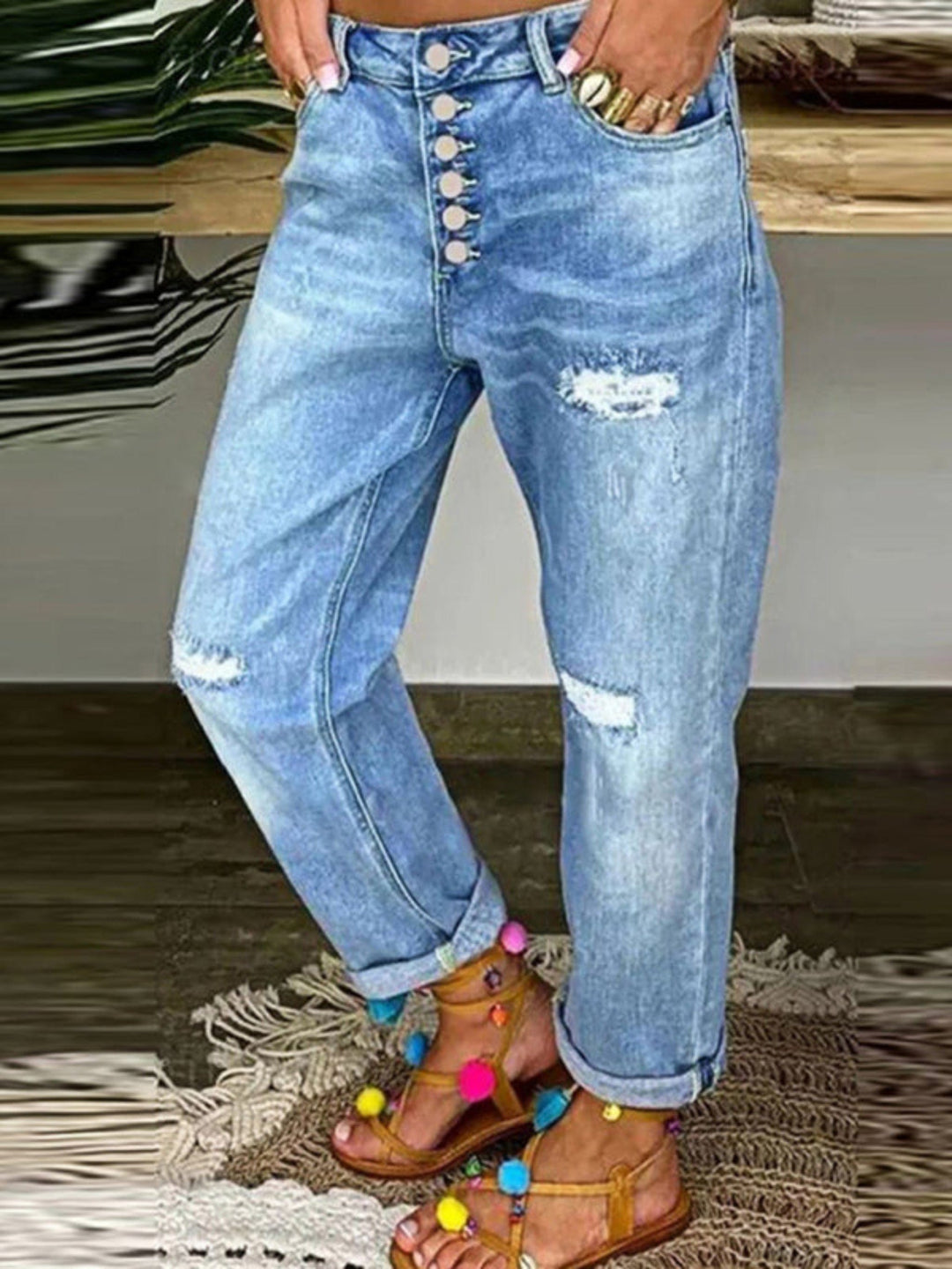 The802Gypsy-GypsyGirl Bottoms/Jeans GYPSY GIRL - Button-Down Low-Rise Loose Jeans