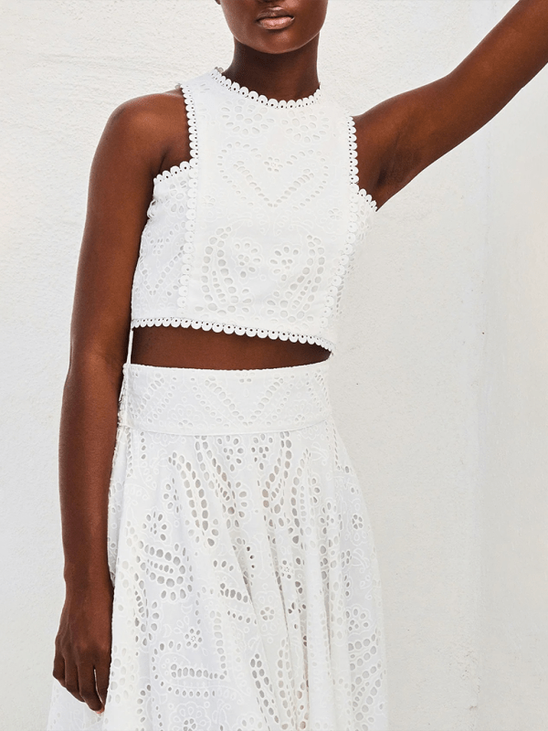 White Two Piece Sets/Skirts Sets with S