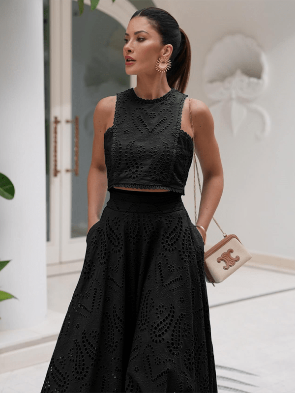 Black Two Piece Sets/Skirts Sets with S
