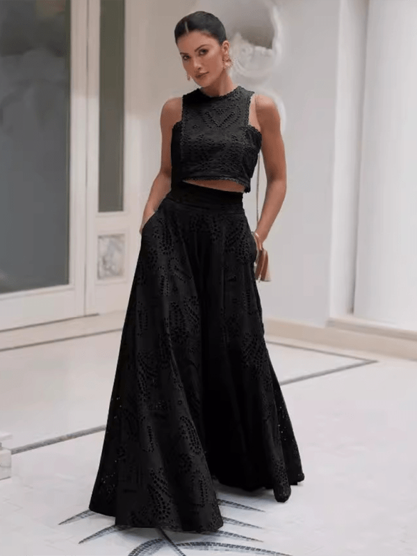 Black Two Piece Sets/Skirts Sets with S
