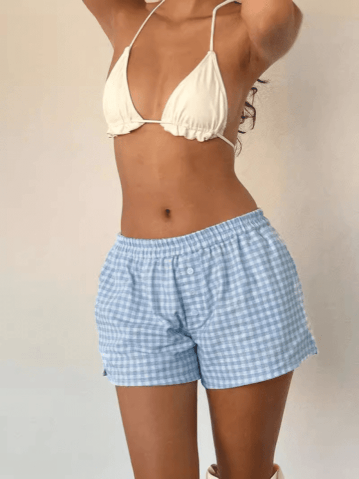The802Gypsy bottom/shorts Sky blue  azure / S GYPSY GIRL- Elastic Waist Close-Fitting Casual Shorts