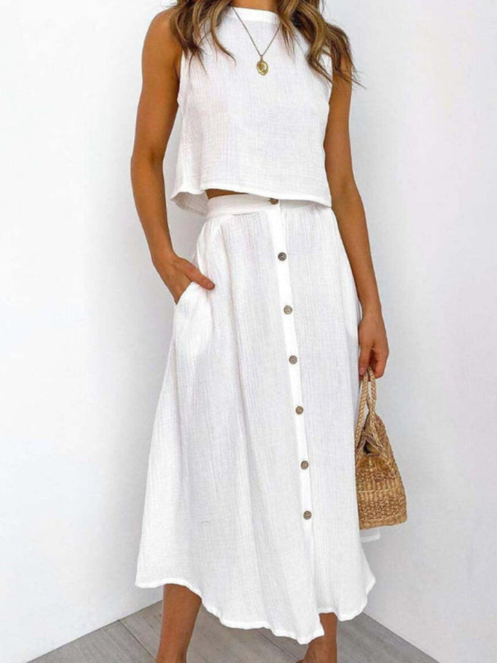 White Two Piece Sets/Skirts Sets with S
