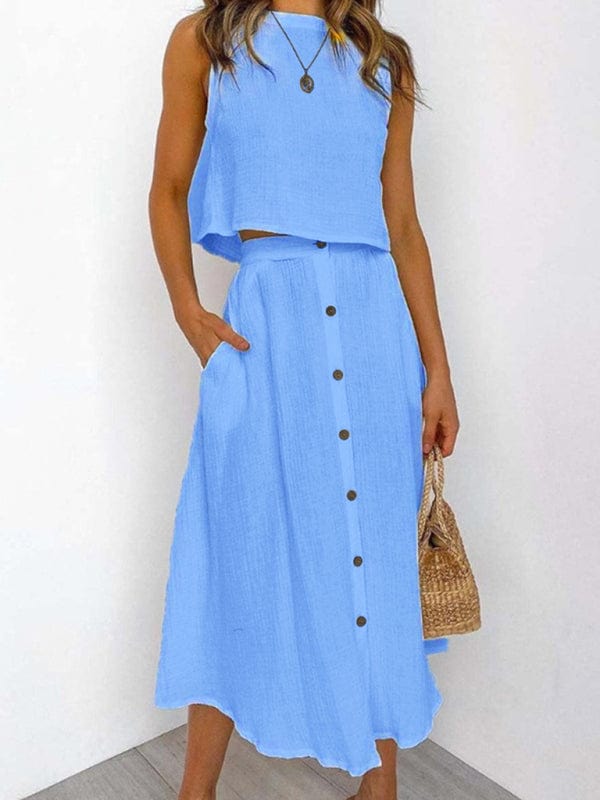 Blue Two Piece Sets/Skirts Sets with S