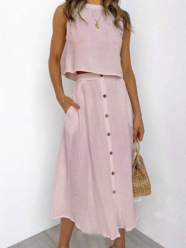 Pink Two Piece Sets/Skirts Sets with S