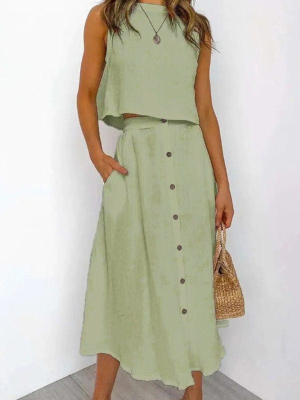 Green Two Piece Sets/Skirts Sets with S