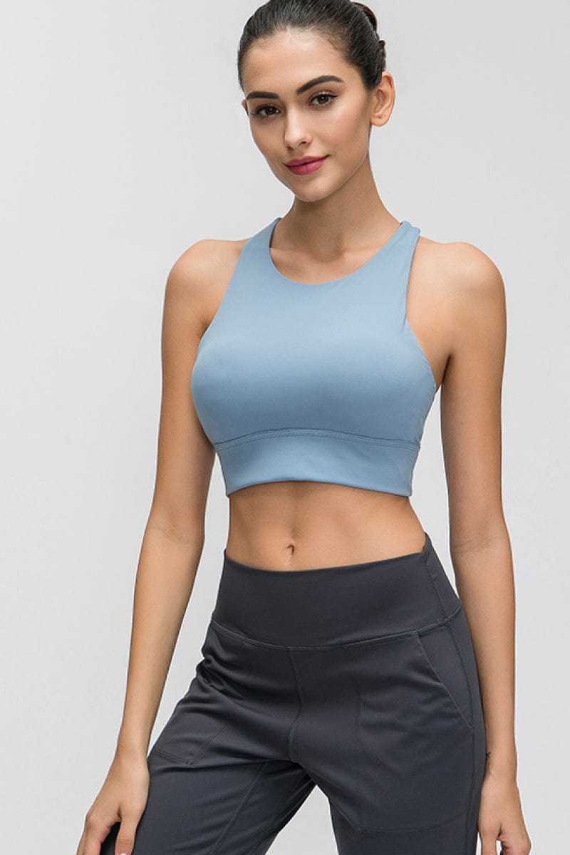 Trendsi Activewear/sports bra Blue / 4 GYPSY-Millennia Halter Keyhole Sports Bra