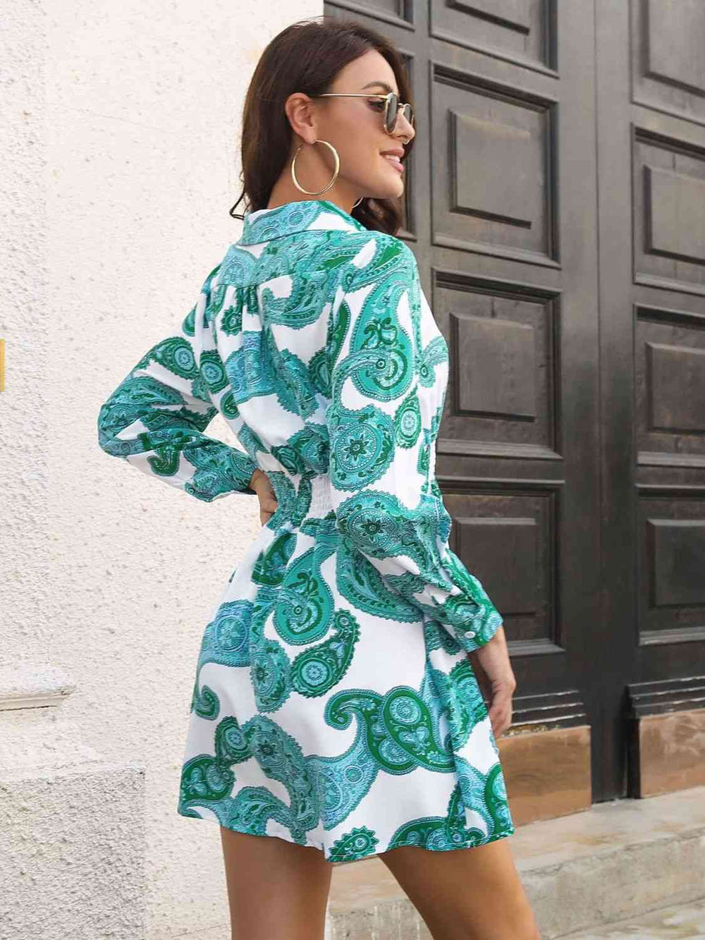 Teal Blue Dresses/Johnny Collar Dress with S