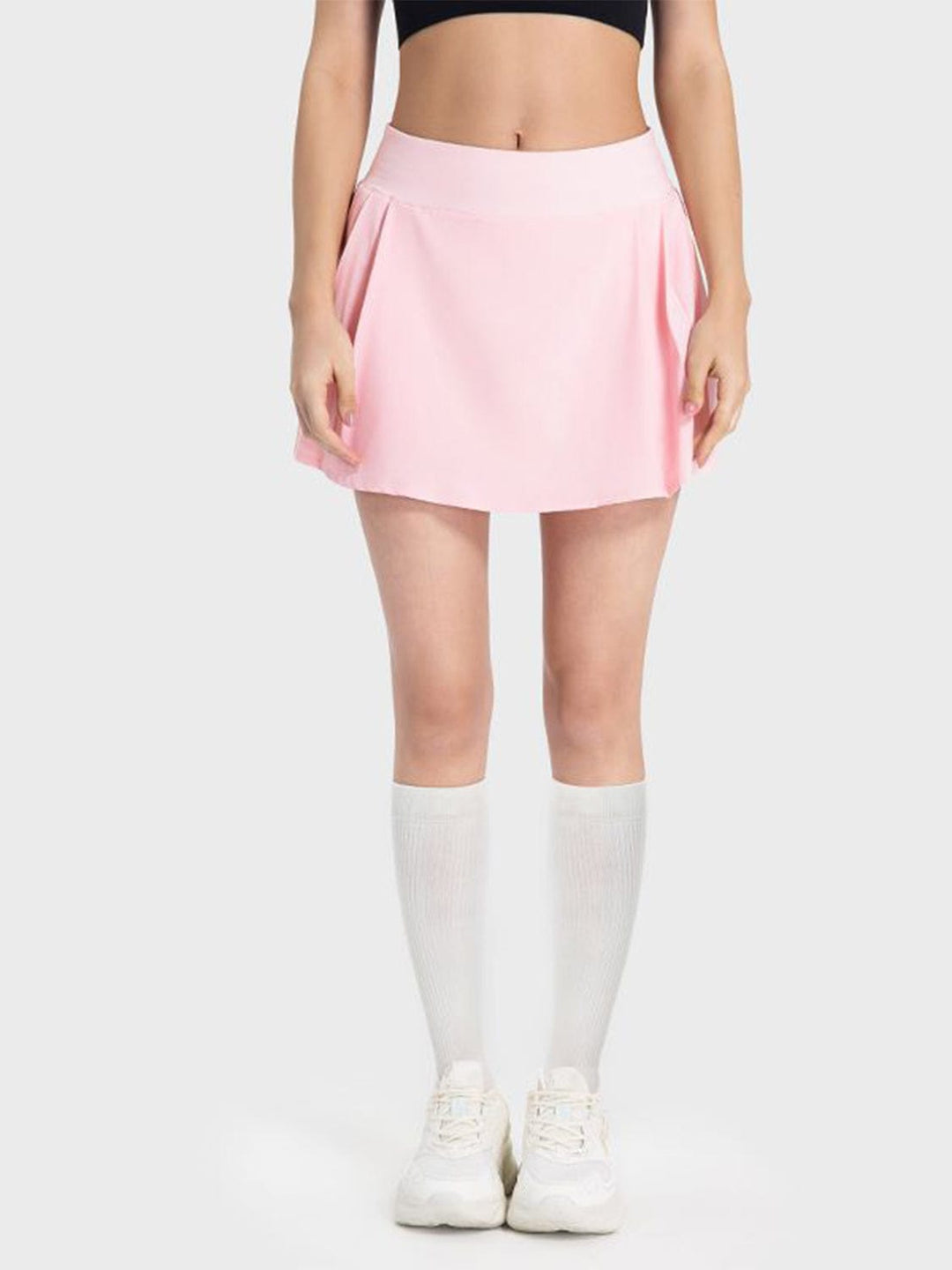 The802Gypsy Bottoms Blush Pink / 4 GYPSY-Pleated Detail Mid-Rise Waist Active Skirt