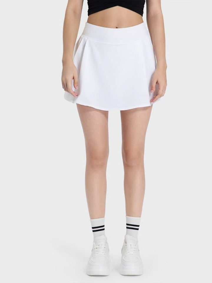 The802Gypsy Bottoms White / 4 GYPSY-Pleated Detail Mid-Rise Waist Active Skirt