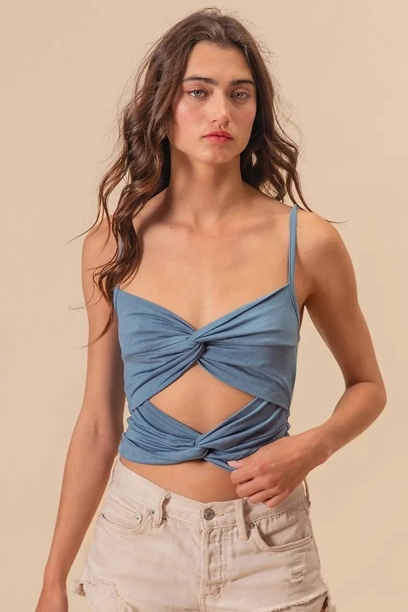 The802Gypsy-GypsyUSA Tops/Tank Tops ❤️GYPSY - Rayon Span Jersey Knit Double Twist Front Cami Top