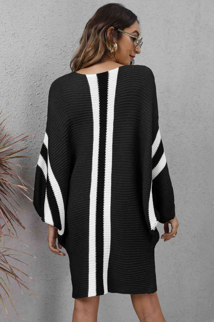 The802Gypsy Dresses GYPSY-Ribbed Round Neck Sweater Dress