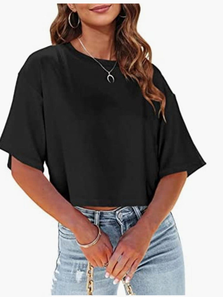 The802Gypsy shits and tops GYPSY-Round Neck Half Sleeve T-Shirt