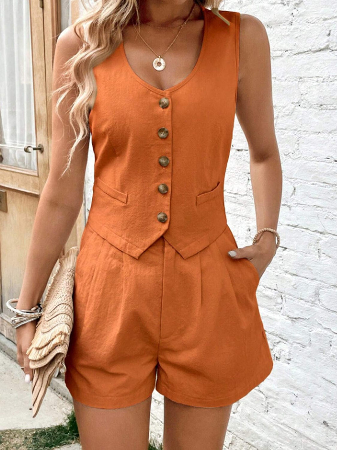 Orange Two Piece Sets/Short Sets with S