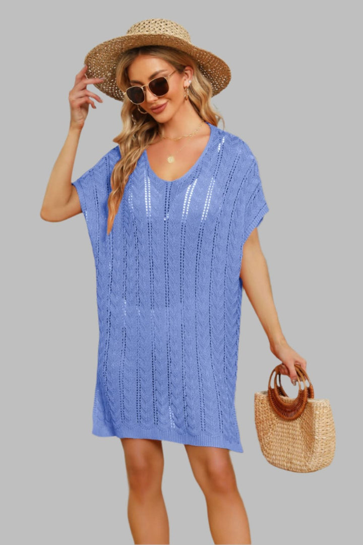 The802Gypsy dress Cobalt Blue / One Size GYPSY-Side Slit Knit Cover-UP