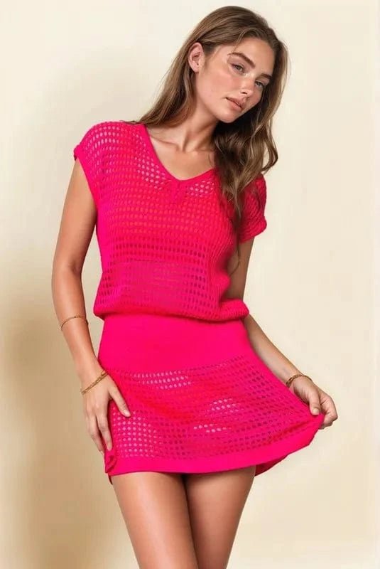 Neon Fuchsia Swimwear/Beach Cover - ups with L
