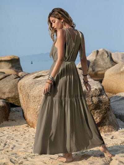 The802Gypsy Dresses GYPSY-Tie Shoulder Crochet Maxi Dress