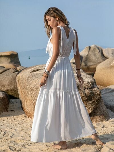 The802Gypsy Dresses GYPSY-Tie Shoulder Crochet Maxi Dress
