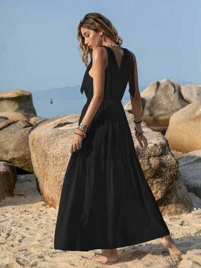 The802Gypsy Dresses GYPSY-Tie Shoulder Crochet Maxi Dress