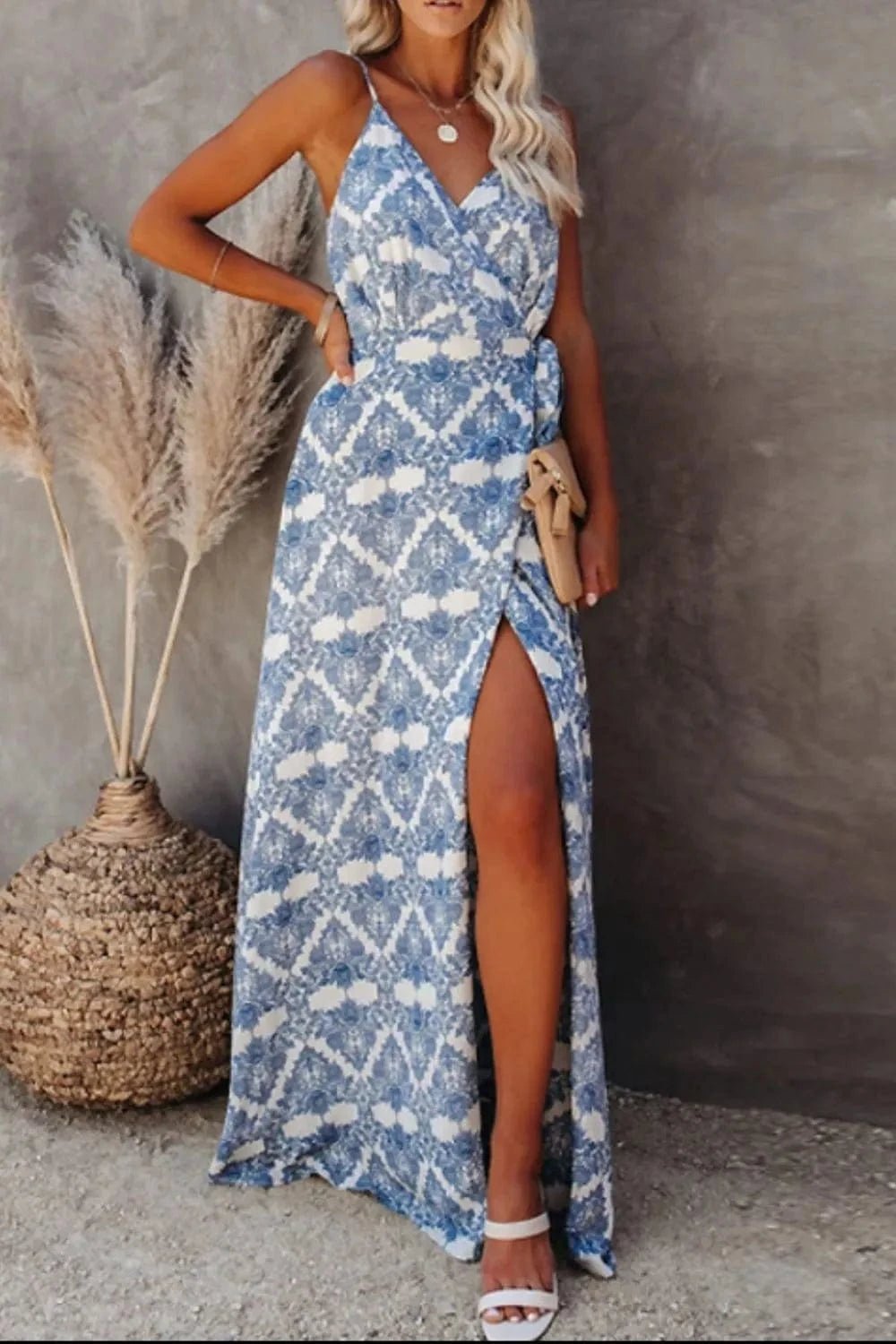 The802Gypsy-Gypsy Dress/Beach Dress GYPSY - Tied Printed Maxi Cami Dress