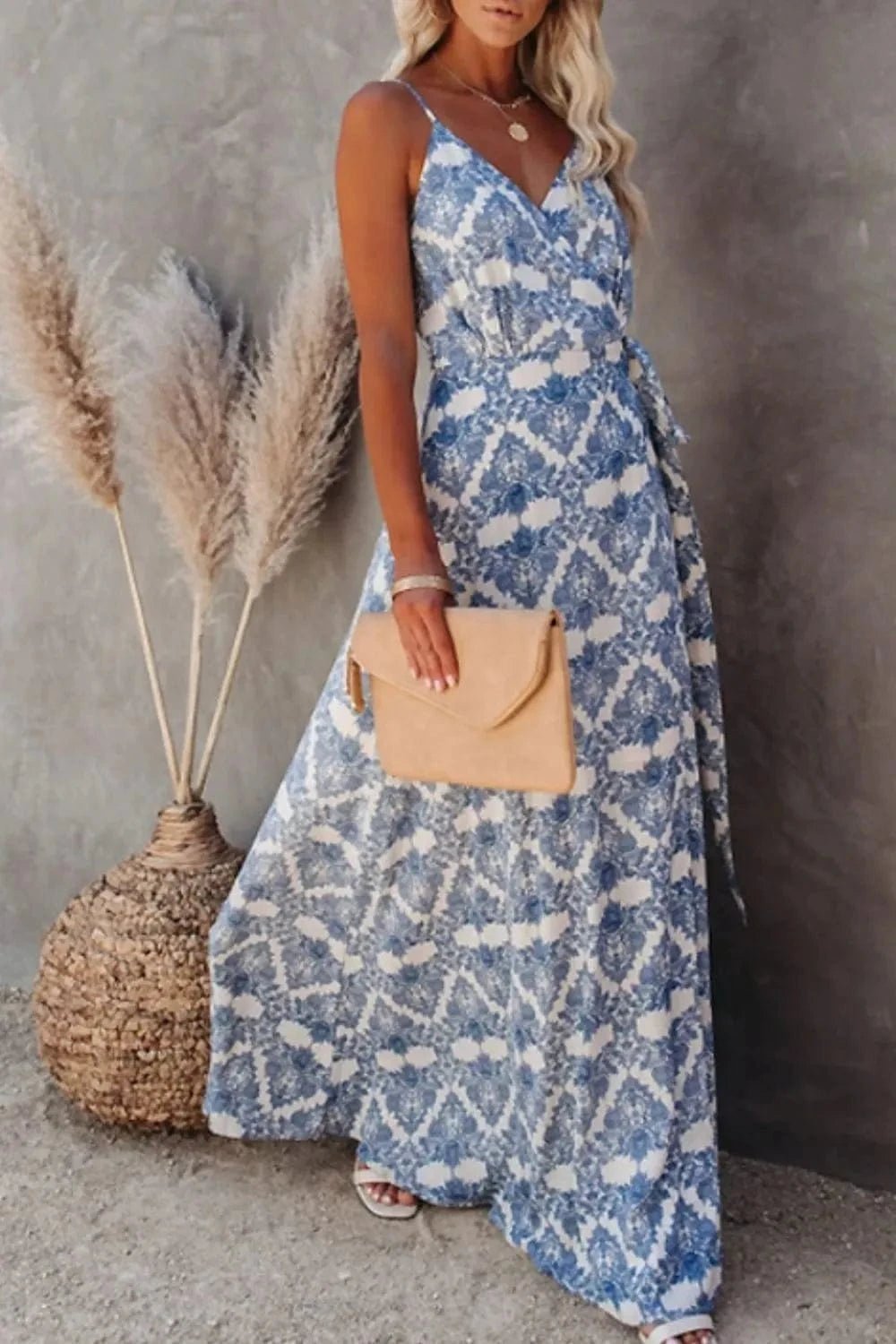The802Gypsy-Gypsy Dress/Beach Dress GYPSY - Tied Printed Maxi Cami Dress