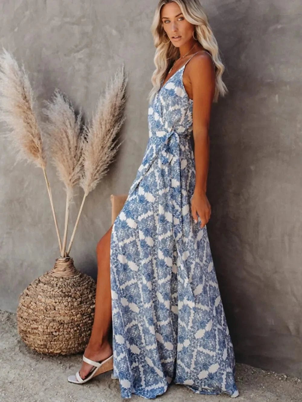 The802Gypsy-Gypsy Dress/Beach Dress GYPSY - Tied Printed Maxi Cami Dress