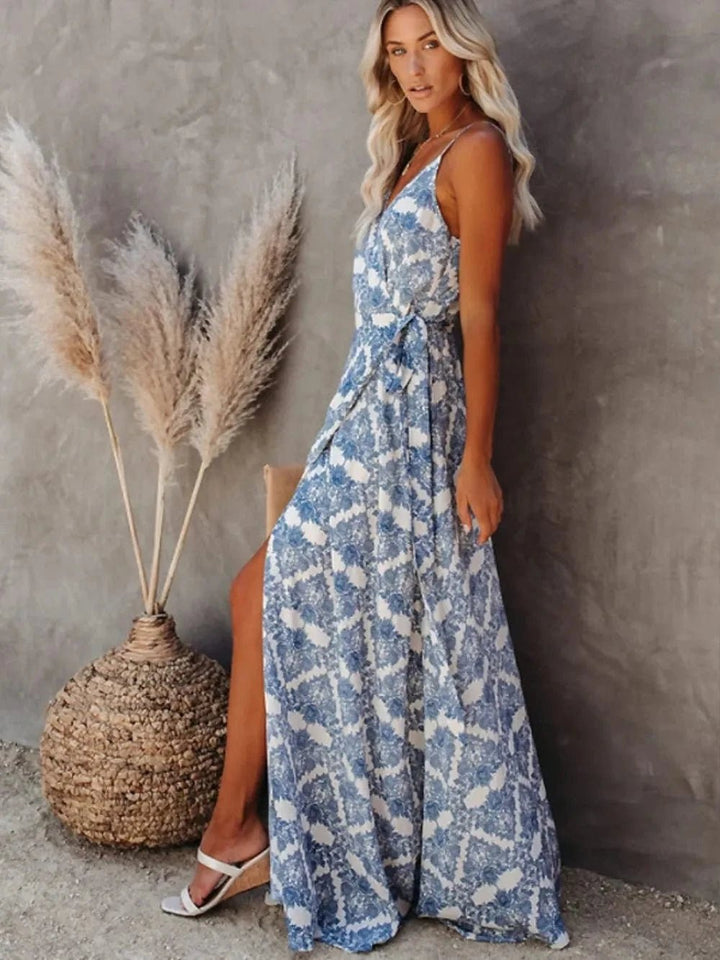 The802Gypsy-Gypsy Dress/Beach Dress GYPSY - Tied Printed Maxi Cami Dress