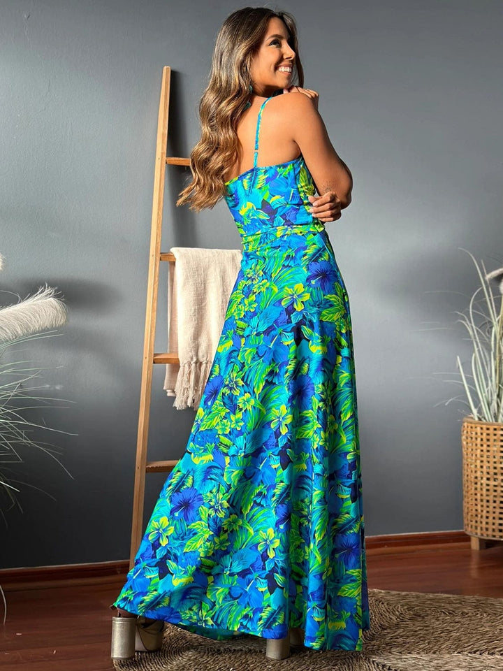 The802Gypsy Dresses GYPSY-Twisted Printed V-Neck Cami Dress
