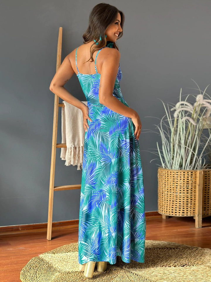 The802Gypsy Dresses GYPSY-Twisted Printed V-Neck Cami Dress