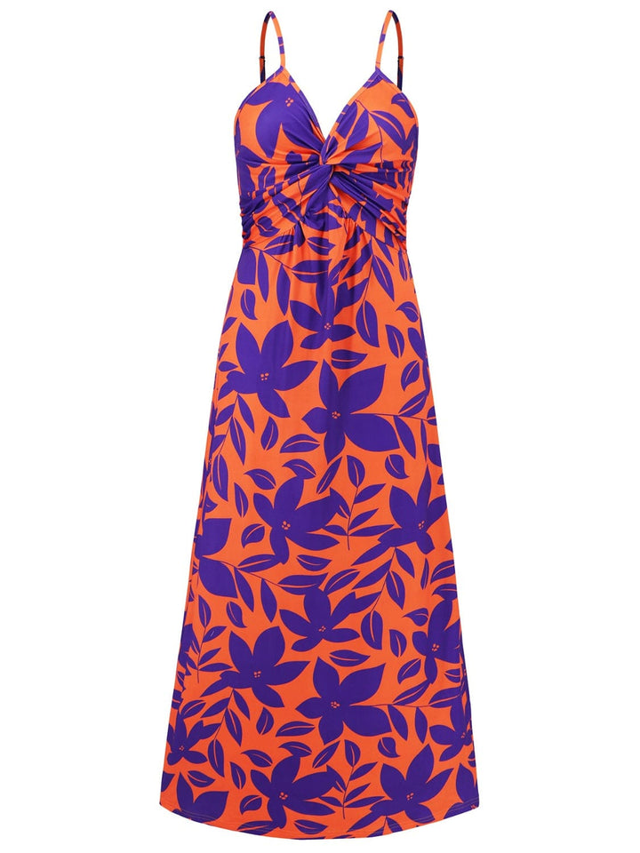 The802Gypsy Dresses GYPSY-Twisted Printed V-Neck Cami Dress